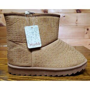 Girls US Size 3 Mudd Faux Fur Lined Embellished Winter Boots Brown